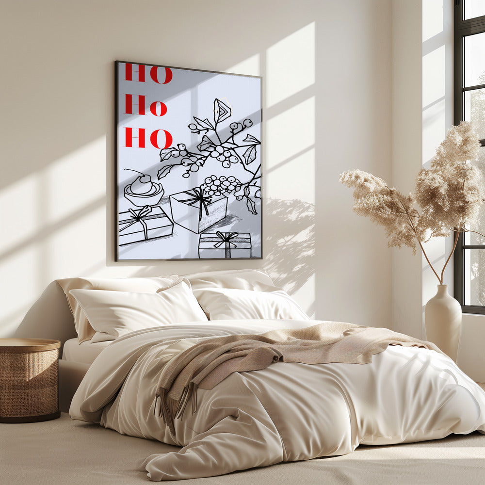 Bogen en kerstballen: Ho Ho Ho Kerstmis | Poster