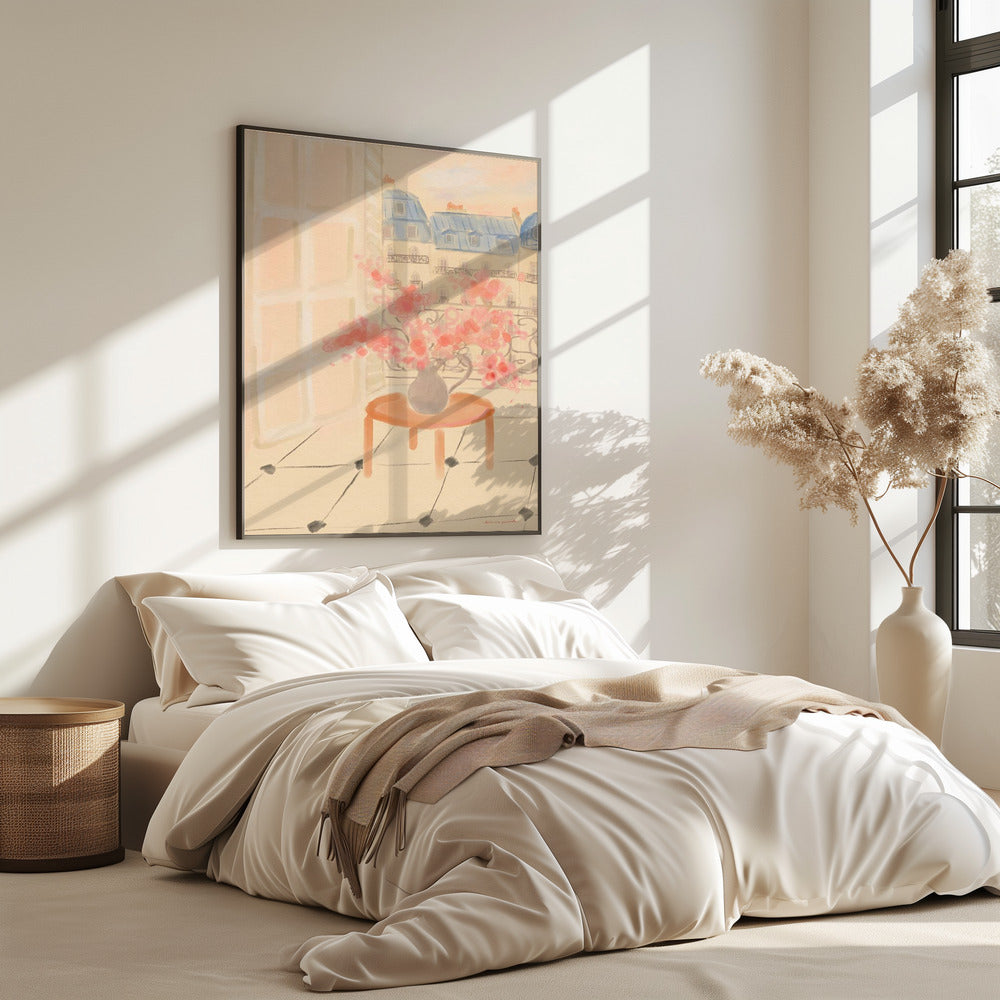 Kersenbloesems in een Parijs appartement | Poster