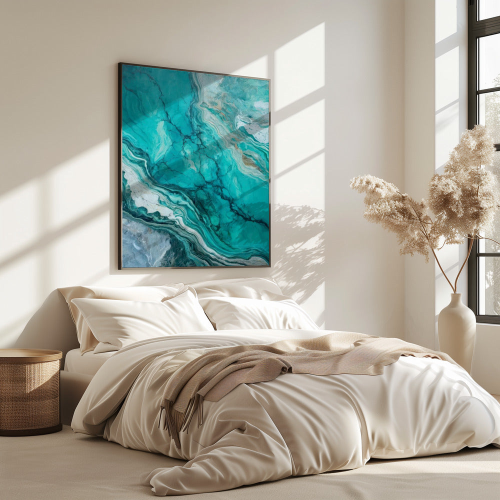 Abstracte patronen met wervelende turquoise | Poster