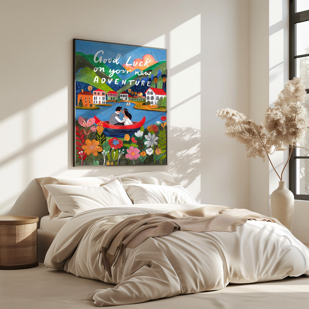 Pasgetrouwd stel in een boot | Poster