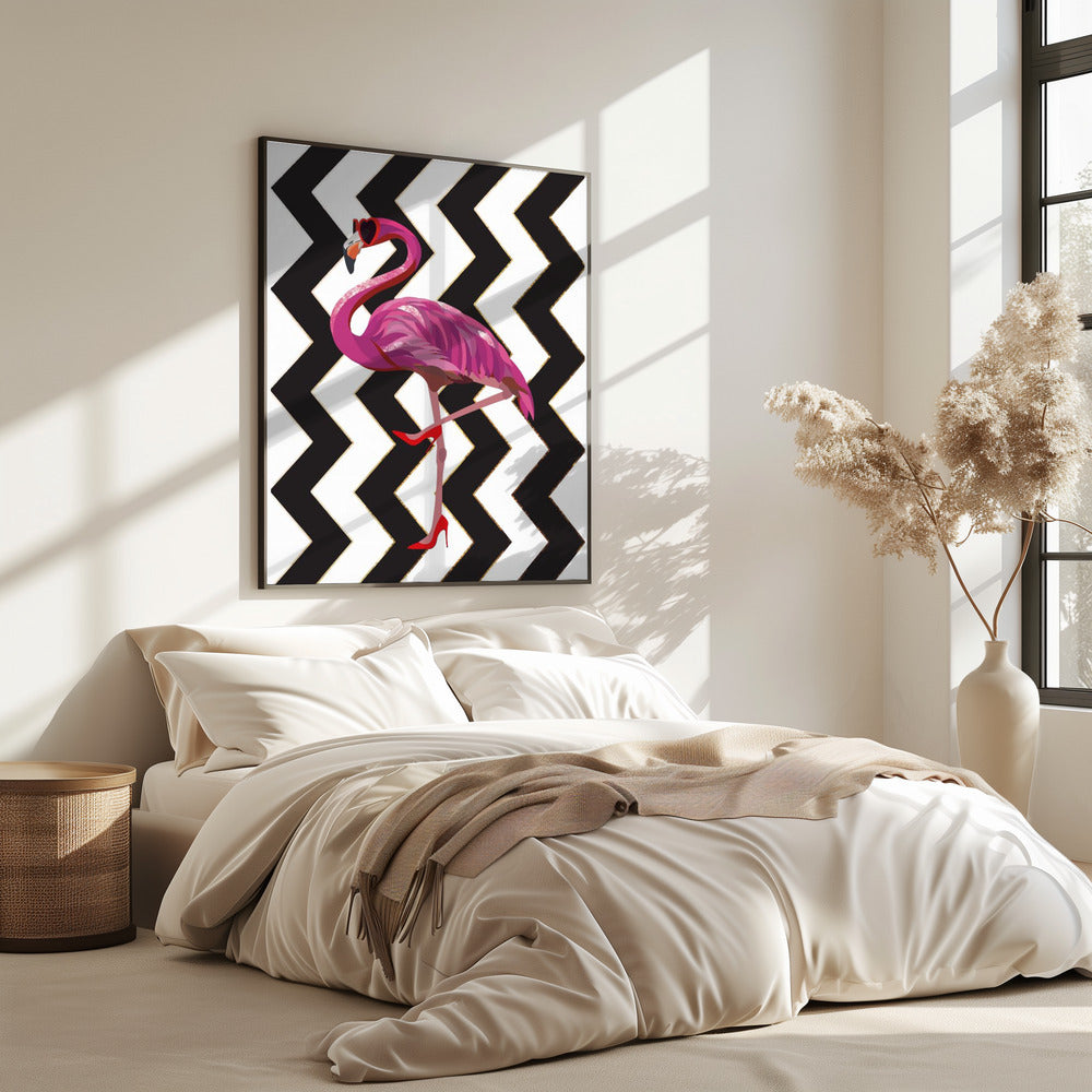 Flamingo hakken Zigzag | Poster