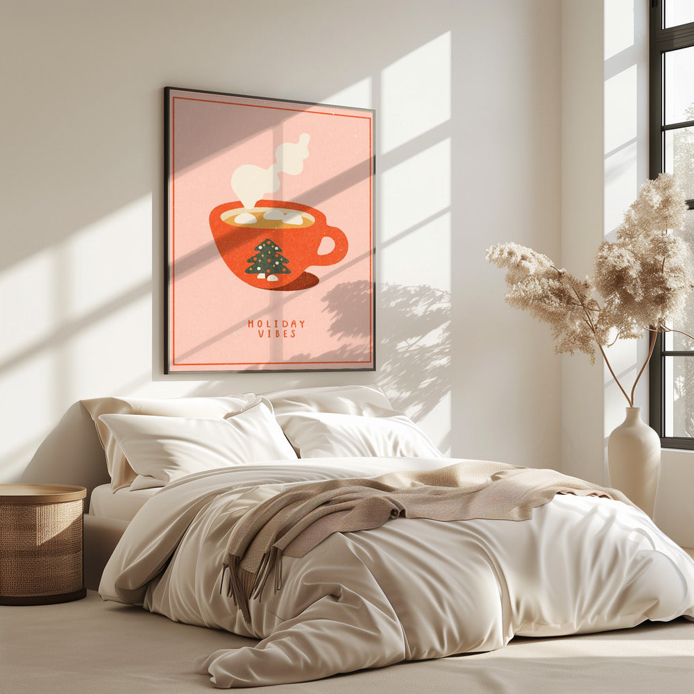 Vakantiegevoel. Een mok warme chocolademelk voor Kerstmis | Poster
