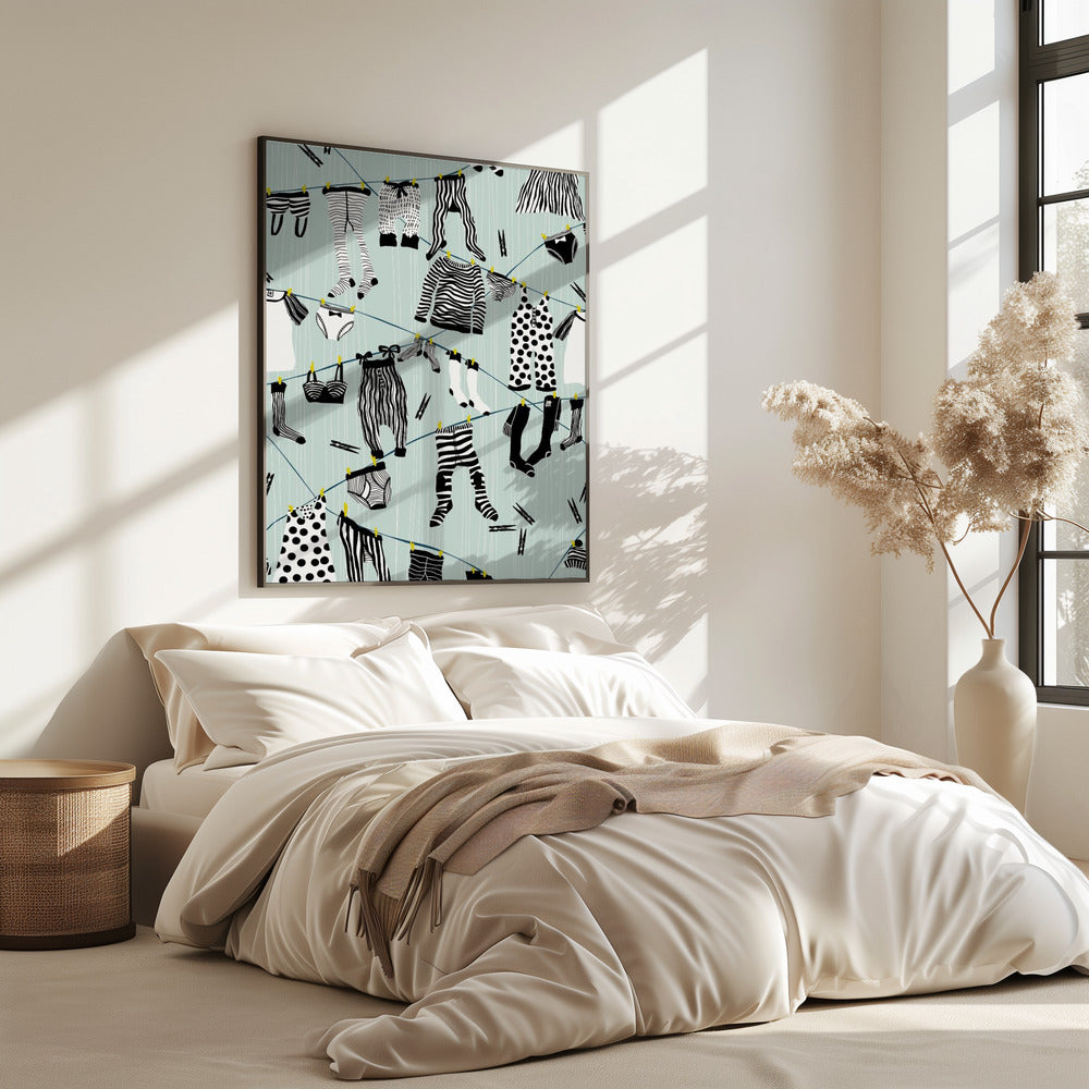 Hangen in wasruimtepatroon | Poster