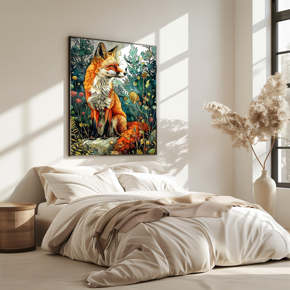 Aquarelkunst van een vos 13 | Poster