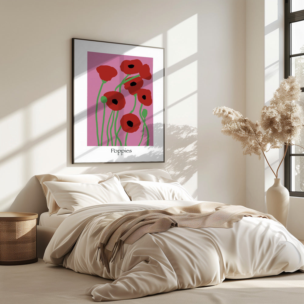Klaprozen Bloemen roze en rood | Poster