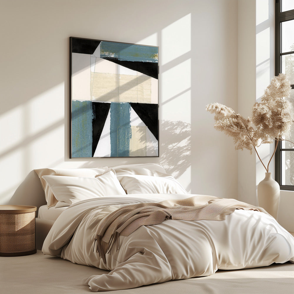 Abstracte blauwe vormen nr. 2 print | poster