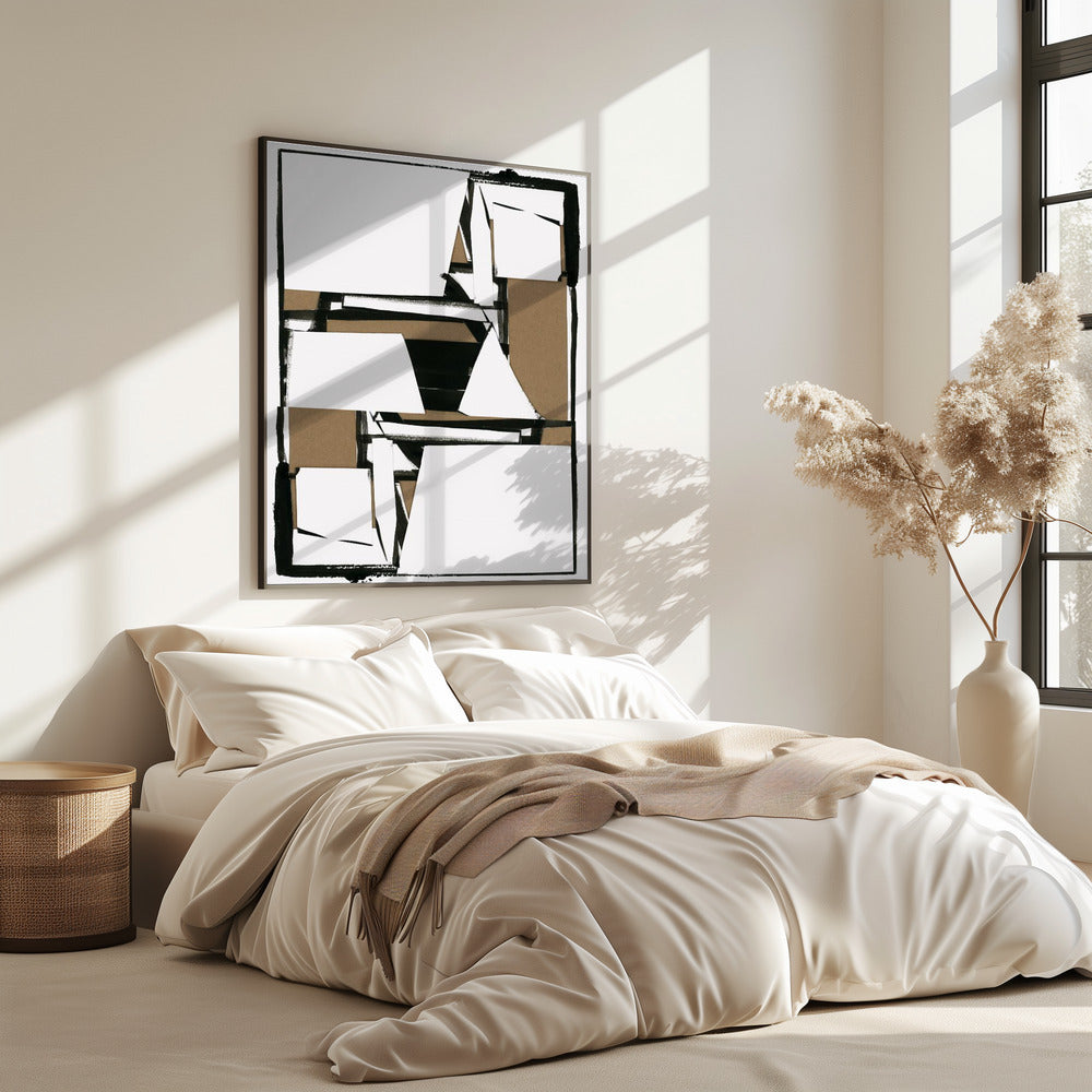 Zwart en bruin abstracte kunstdruk | Poster