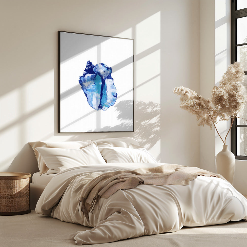 Blauwe schelp op witte achtergrond nr. 1 | Poster
