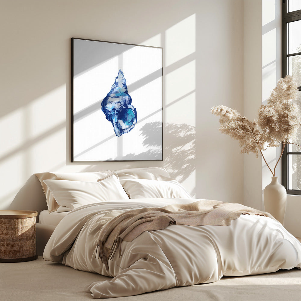 Blauwe schelp op witte achtergrond nr. 2 | Poster