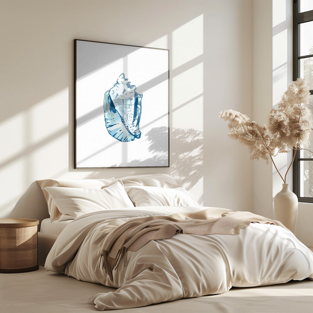 Blue Seashell On White Background No6 | Poster
