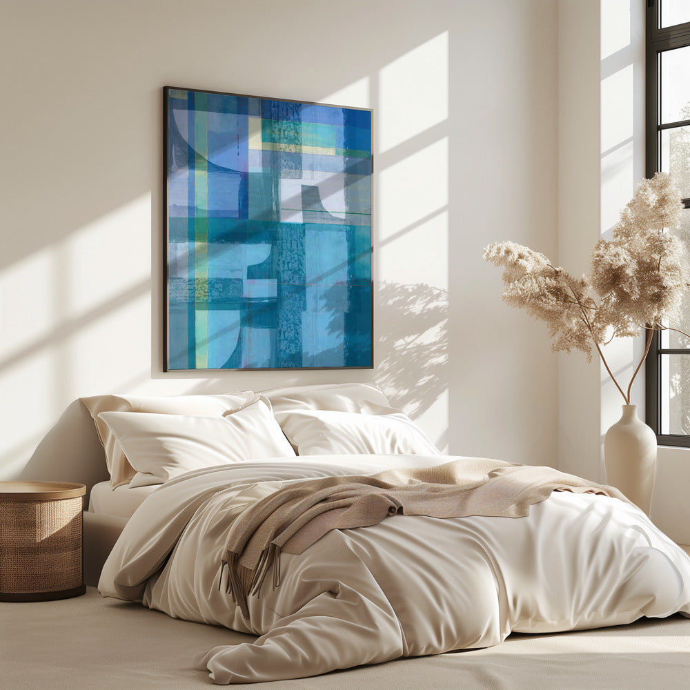 Abstracte tinten blauw en neutraal 4jpg | Poster
