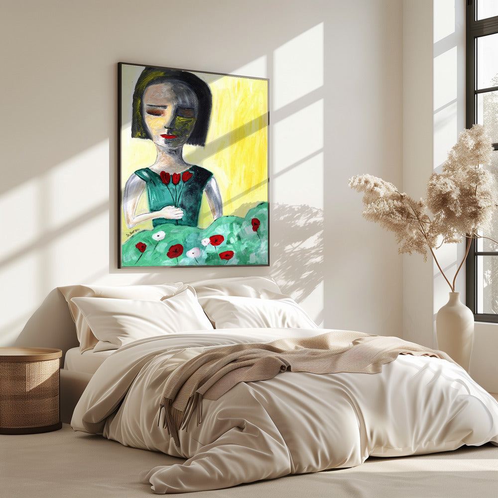 Dame in de tuin | Poster