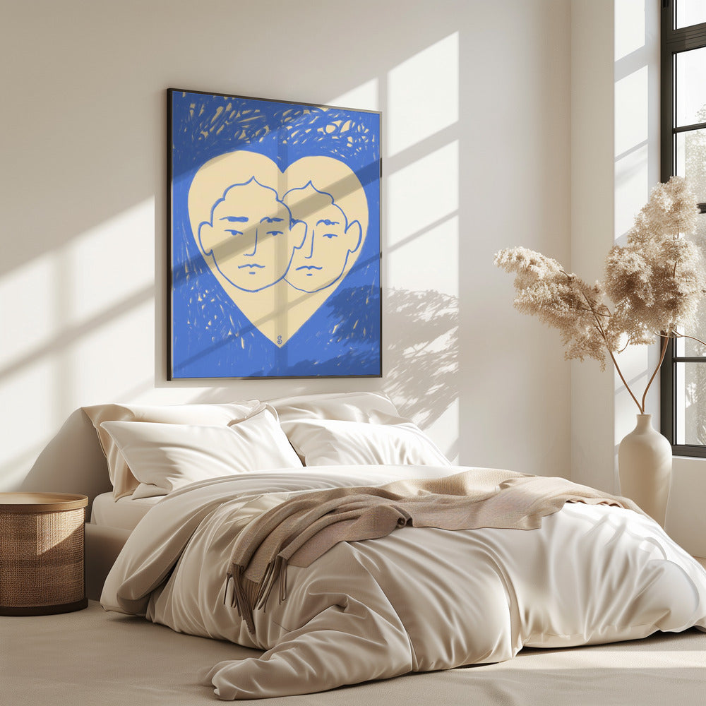Twee abstracte gezichten | Poster