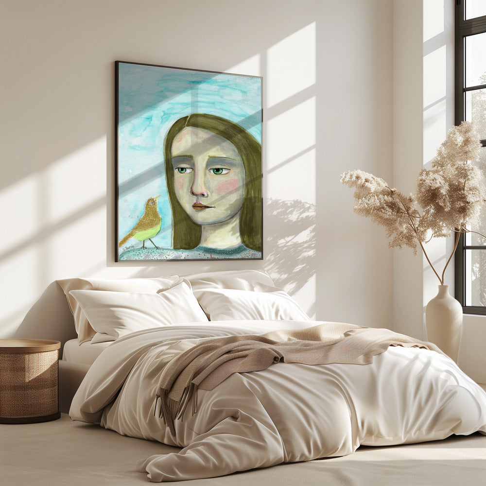 Dame en vogel | Poster