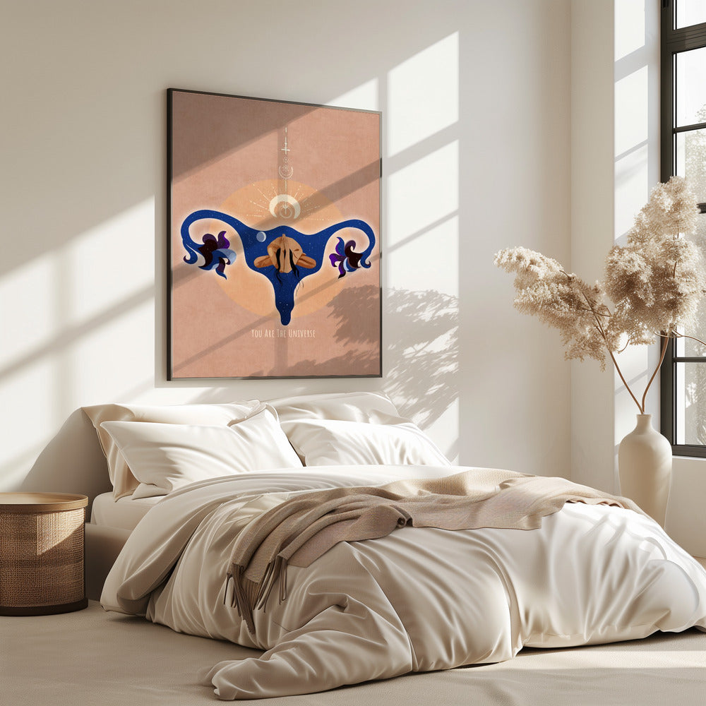 Spiritueel, Vrouwelijk, Energie, Sterren, Maan, Vulva, Meditatie, Yoga en Inspiratie Poster Spir 1b | Poster