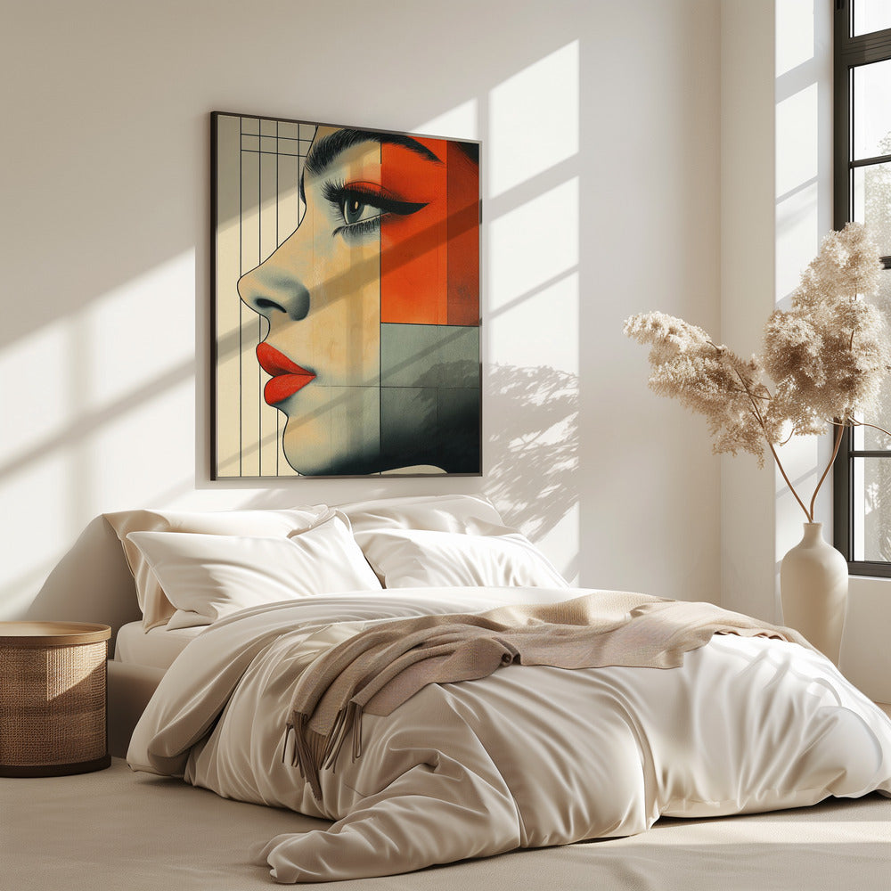 Vintage poster met een vrouwengezicht (3) | Poster