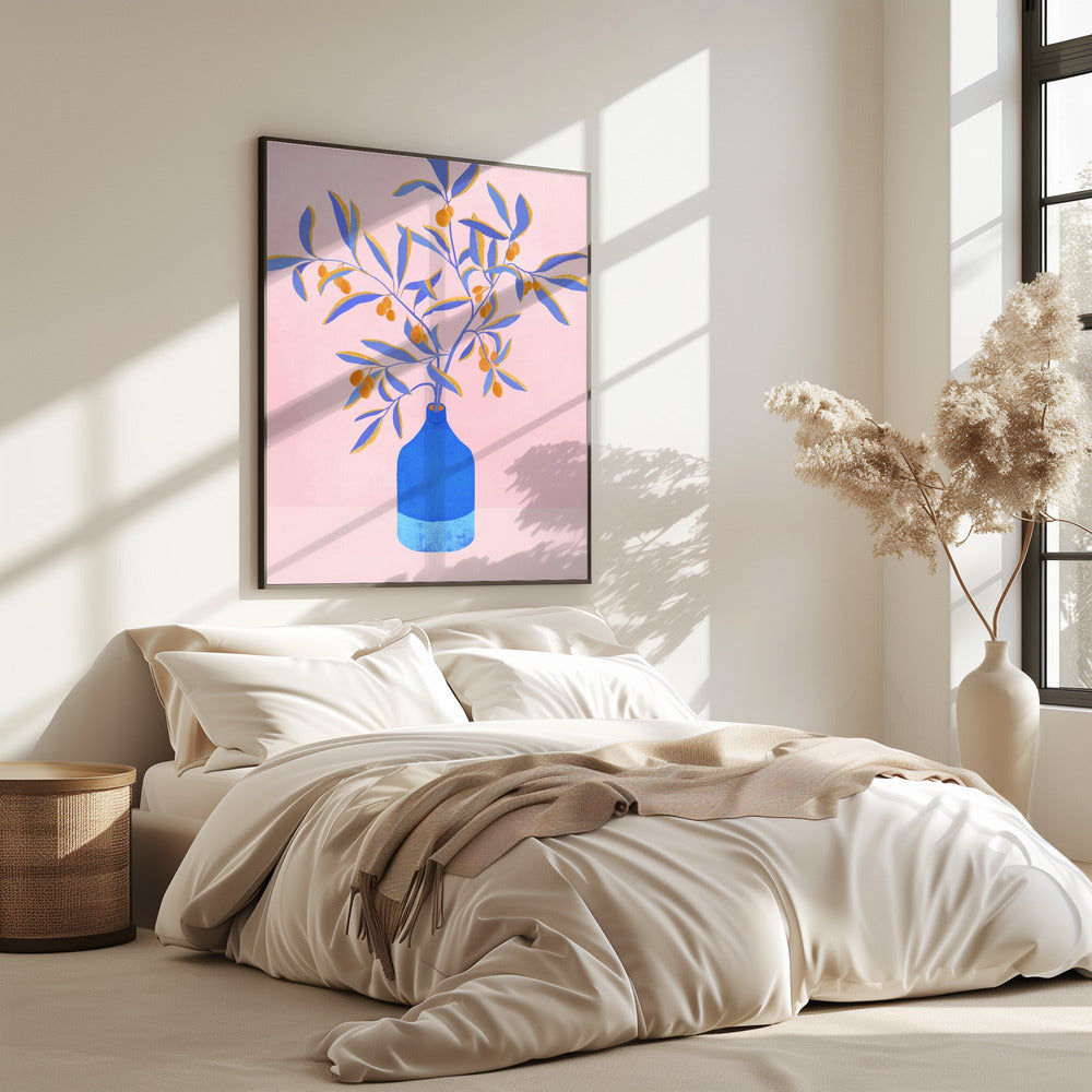 Stilleven met blauwe takken | Poster