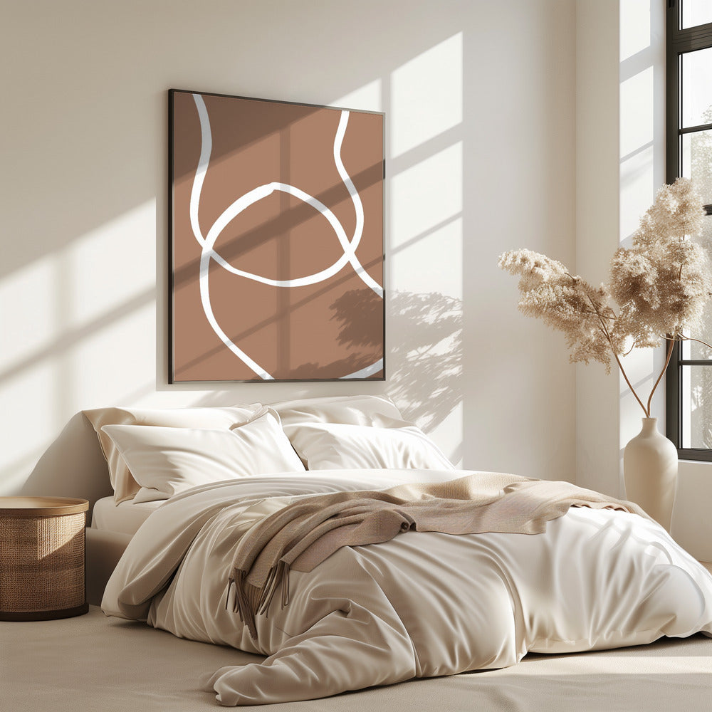 Abstracte lijnen Mocha 2 | Poster