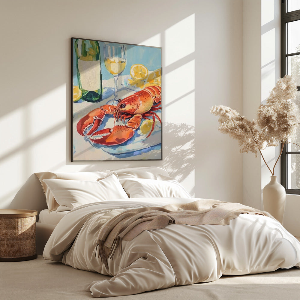 Stilleven met kreeft en wijn | Poster