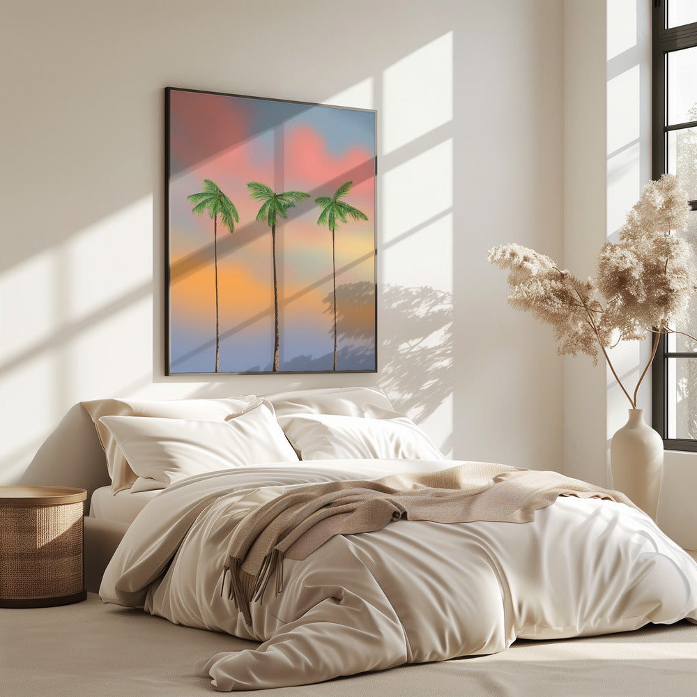 Drie hoge palmbomen | Poster