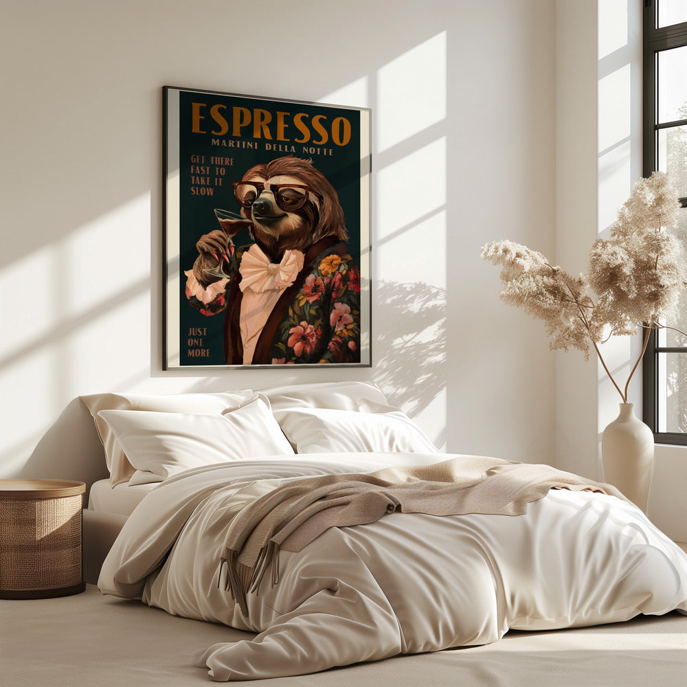 Art Deco Espresso Martini Drinkende Luiaard | Poster