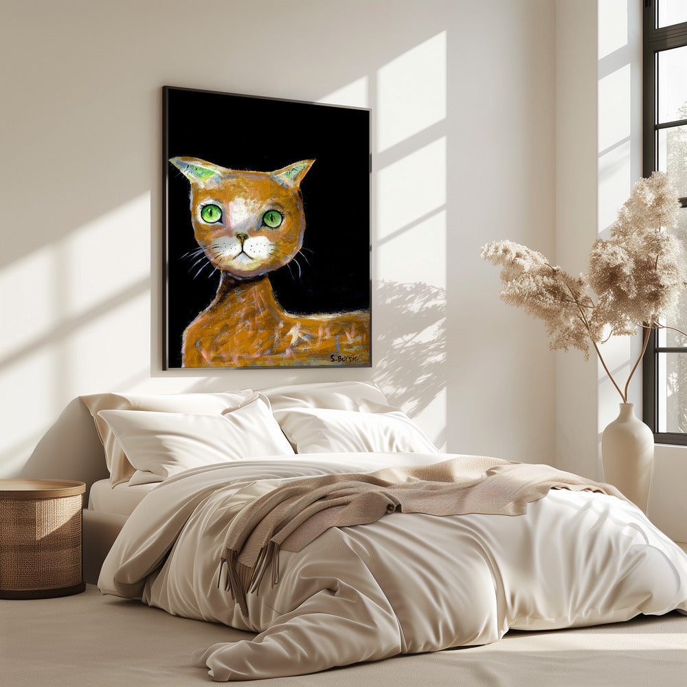 De bruine kat met grote ogen | Poster