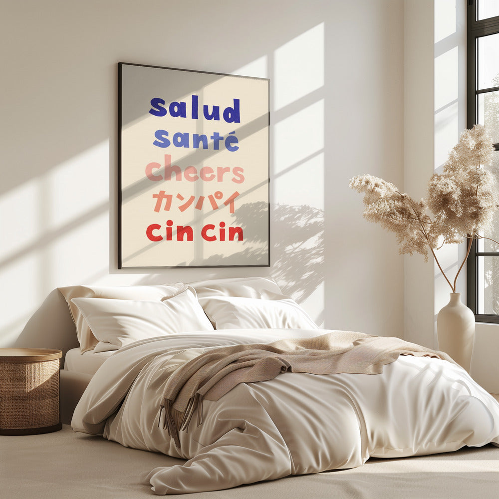 Proost typografie - Salud Santé Proost Kanpai Cin cin | Poster