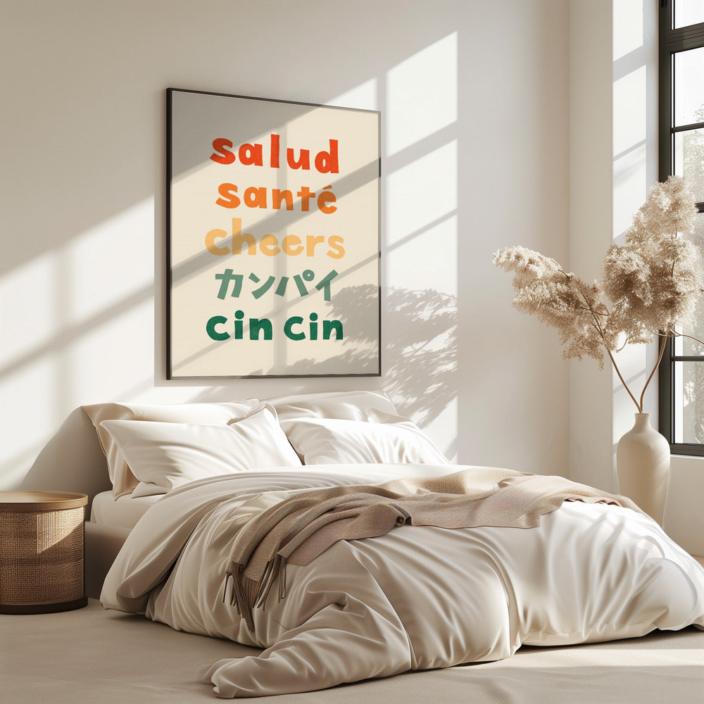 Proost typografie - Salud Santé Proost Kanpai Cin cin | Poster