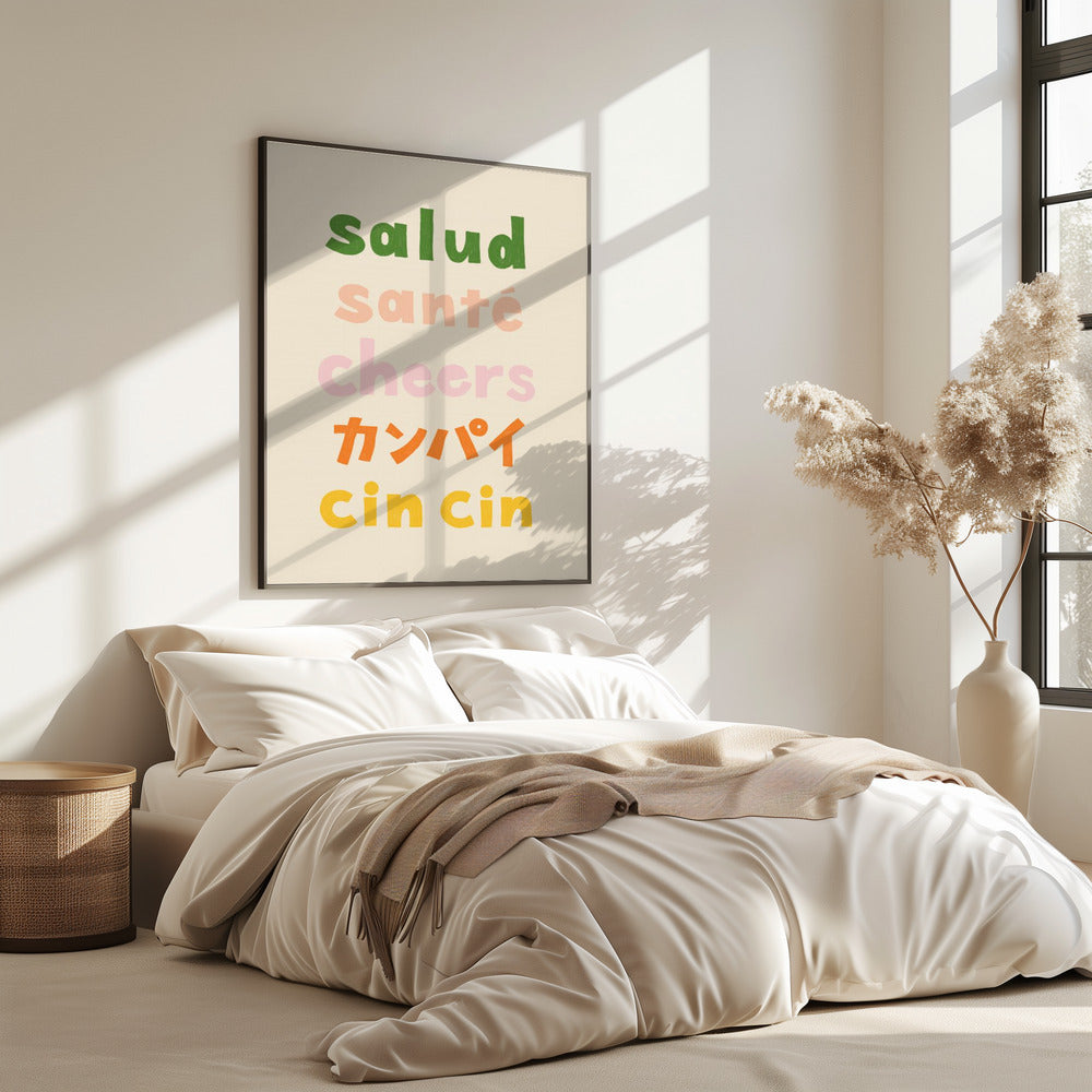 Proost typografie - Salud Santé Proost Kanpai Cin cin | Poster