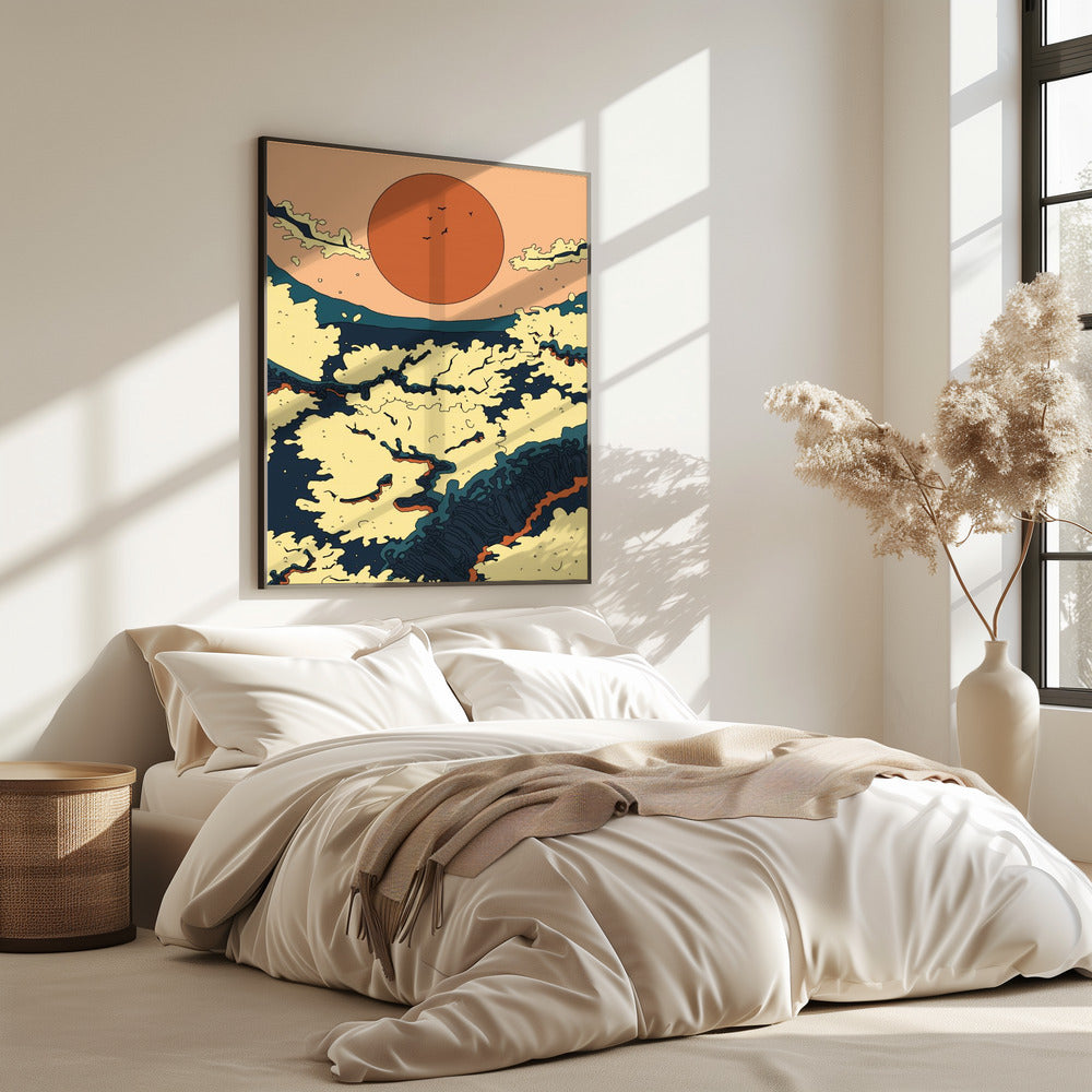 Abstracte Japanse zonsondergang | Poster
