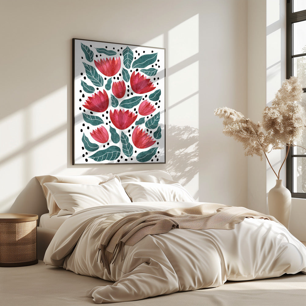 Rode bloemen II | Poster