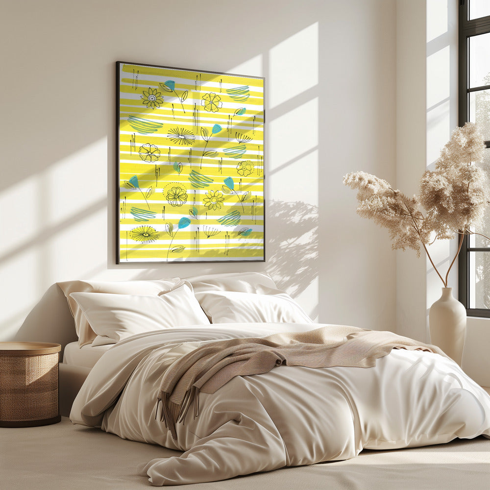 Strepen en bloemen | Poster