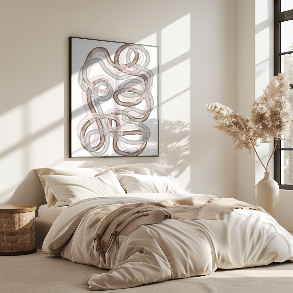 Abstracte verweven lijnen in zachte aardse tinten | Poster