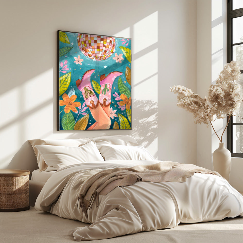 Cowboylaarzen en discobal | Poster