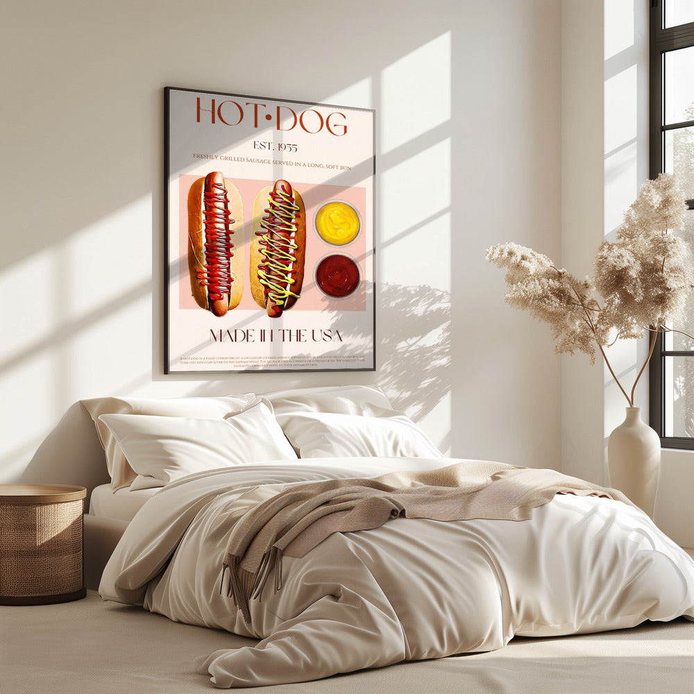 Hotdogs met mosterd en ketchup | Poster