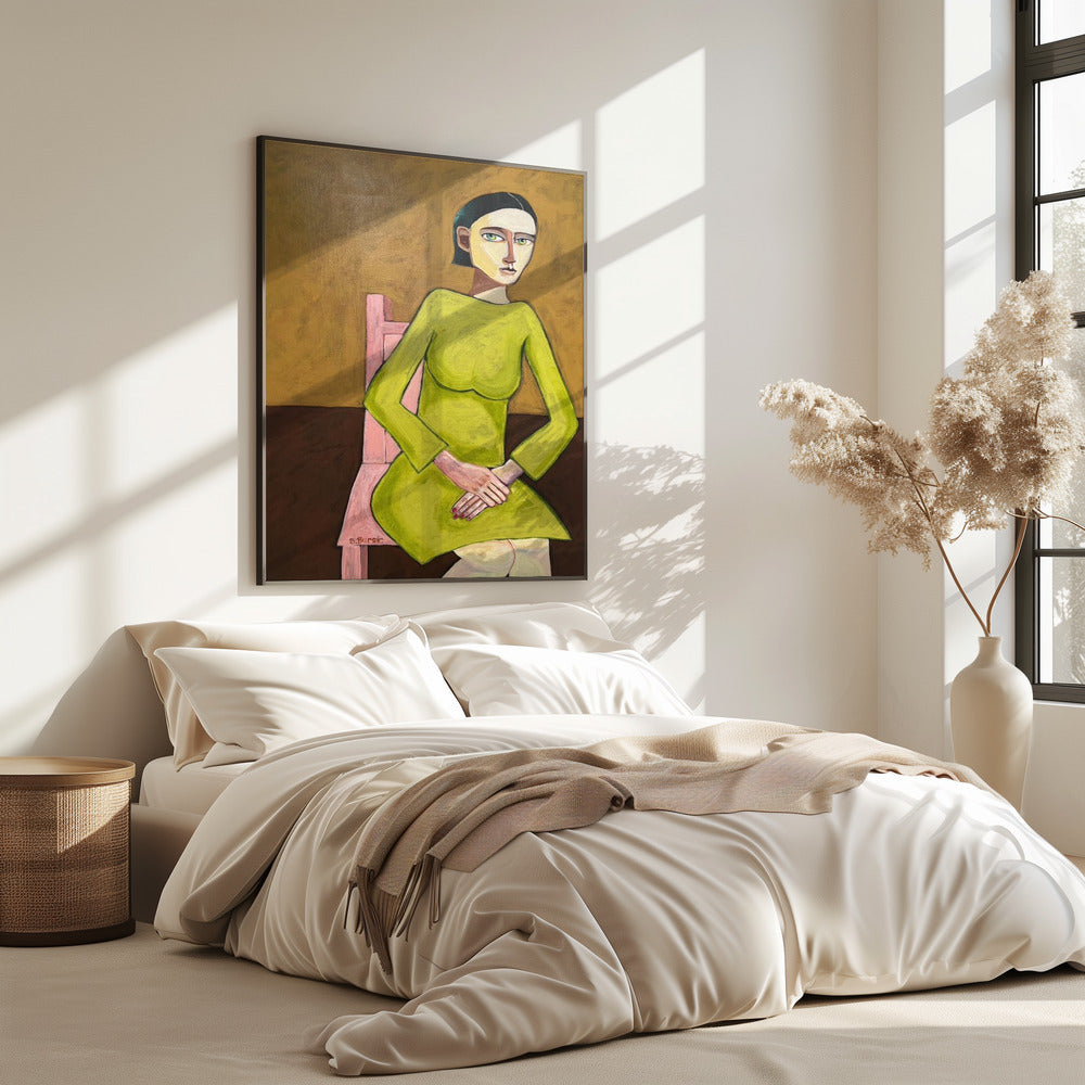 De goede luisteraar, zittend op een stoel | Poster
