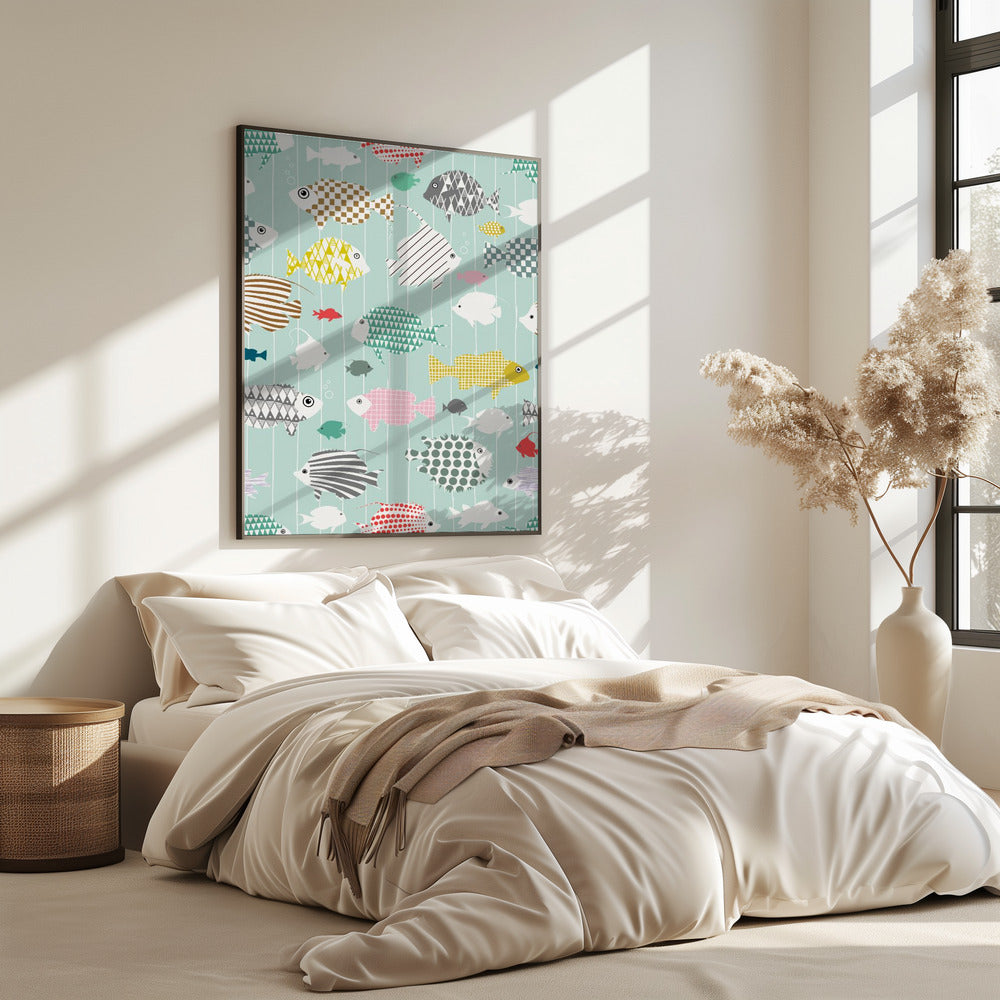 Verse vis op muntpatroon | Poster
