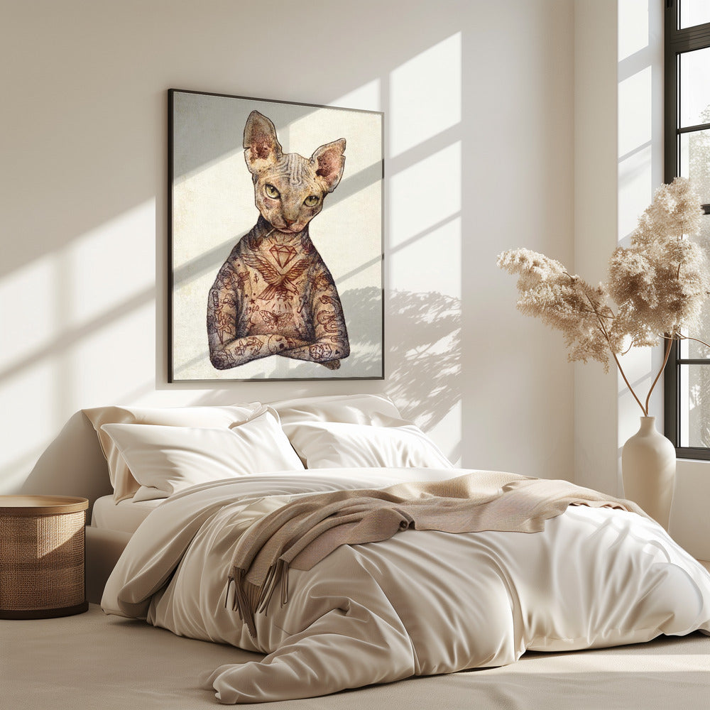 Stijlvolle tatoeage kat | Poster