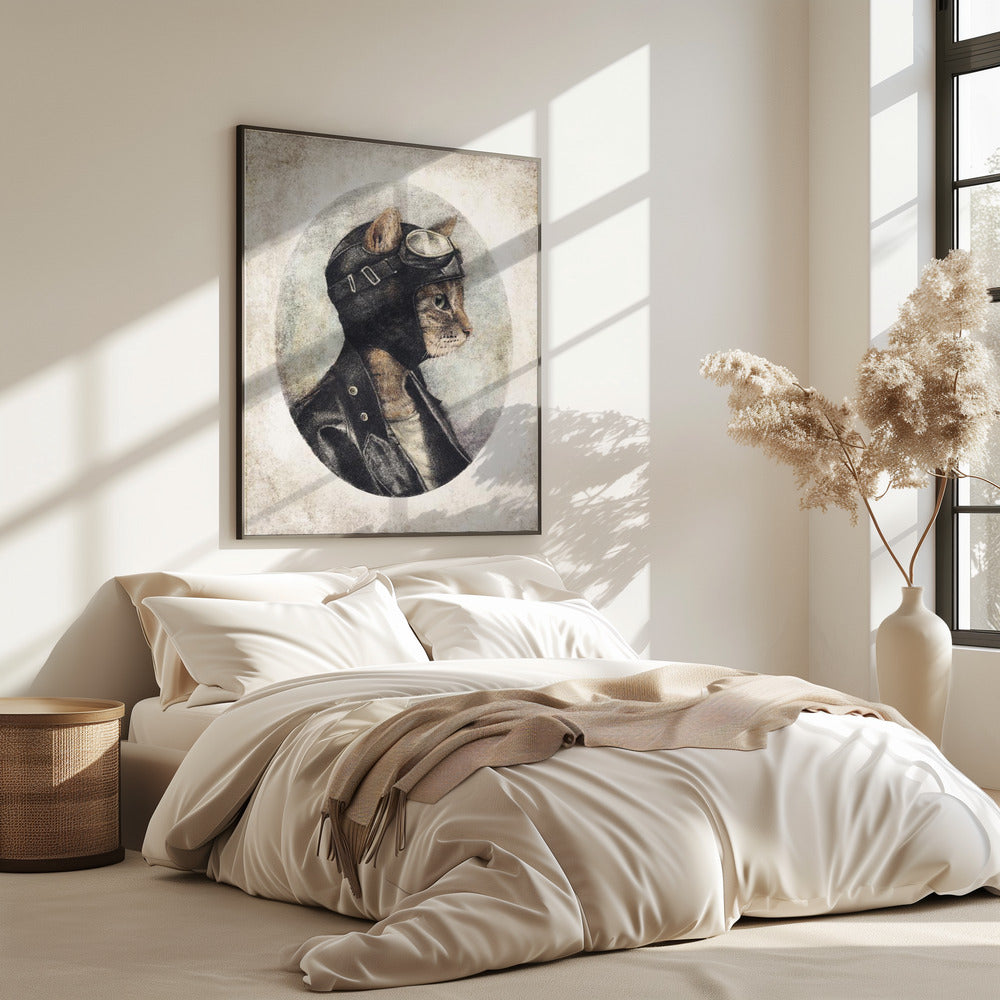 Stijlvolle kat in leren jas | Poster