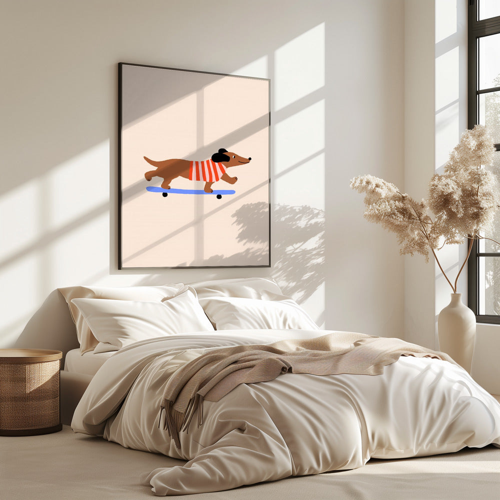 Teckel op skateboard | Poster