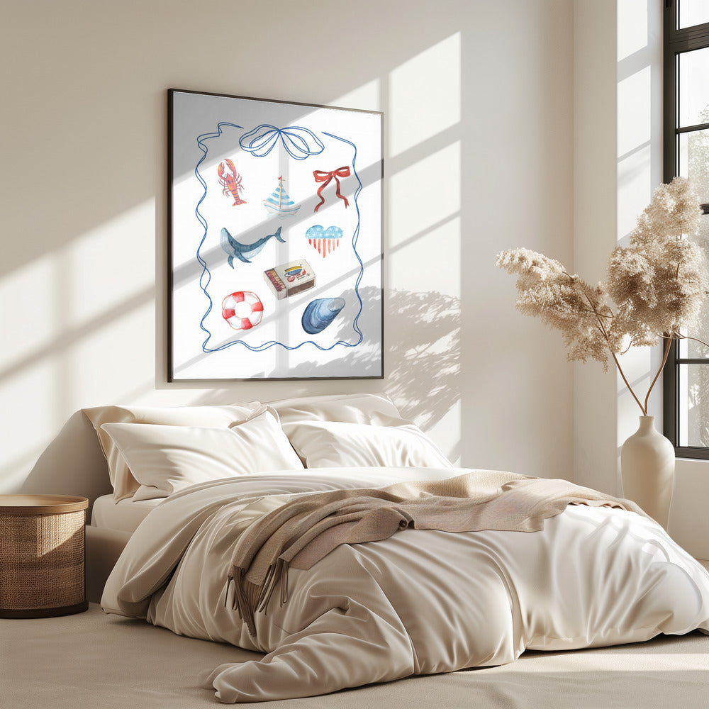 Aquarelkunstwerk met nautisch thema | Poster