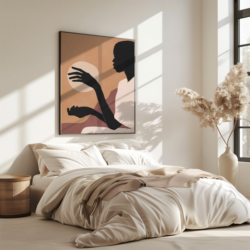 Minimalistisch abstract kunst zonsondergang meisje | Poster