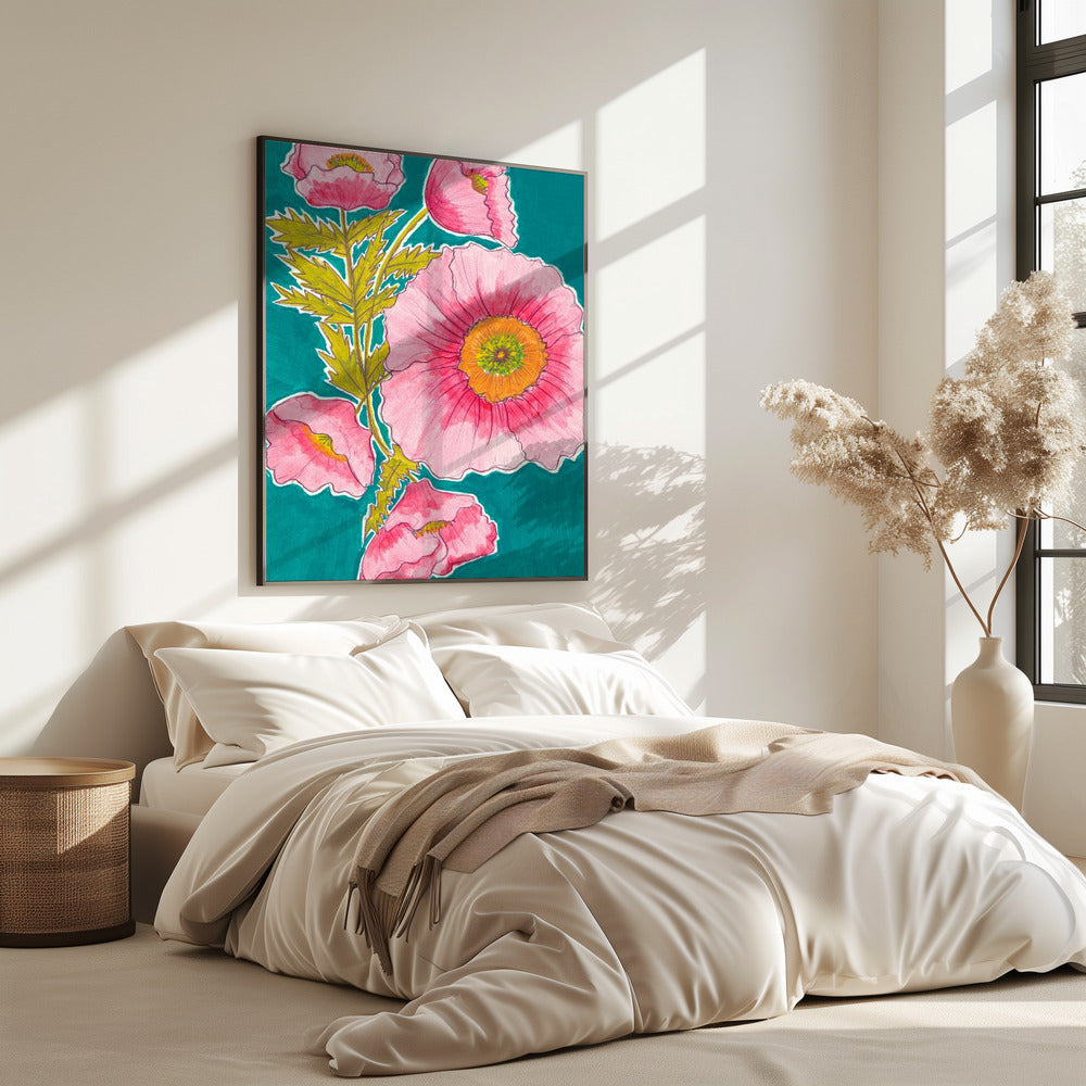 Watercolor Floral in Pink and Green by Alyssa Hamilton Art | Poster