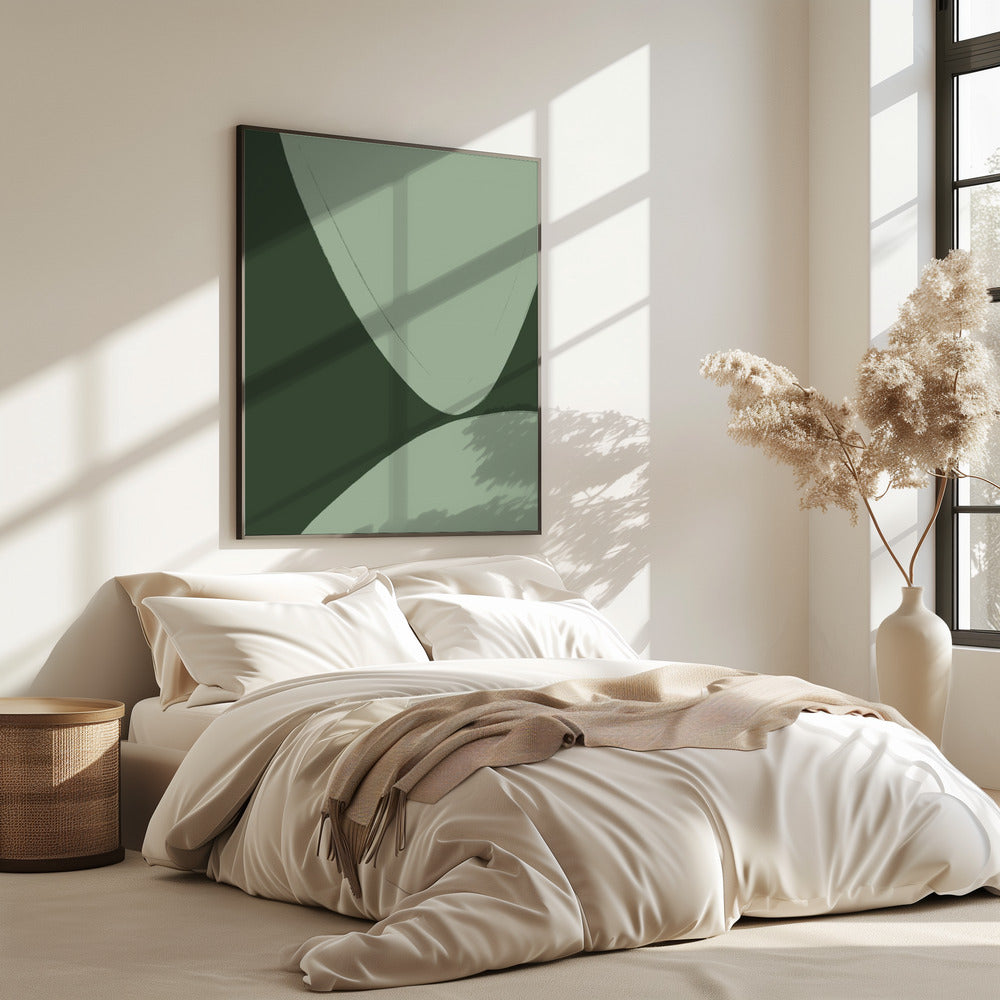 Groene gebogen vormen | Poster