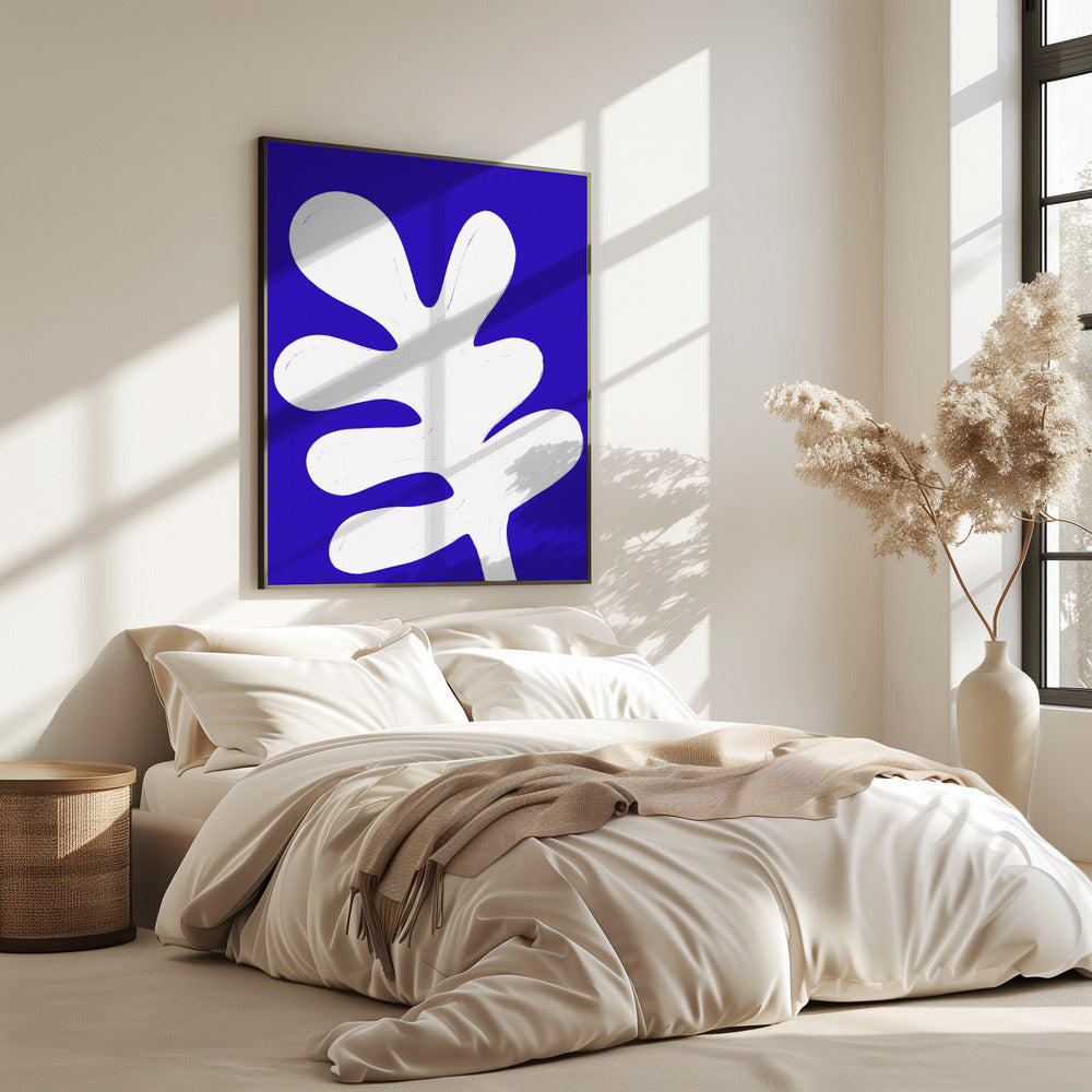 Leaf on Blue Canvas | Poster