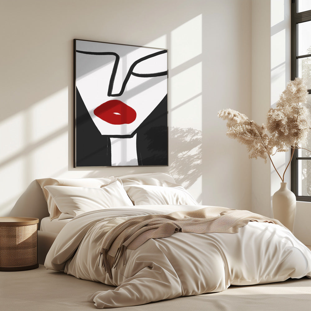 Opvallende rode lippen | Poster