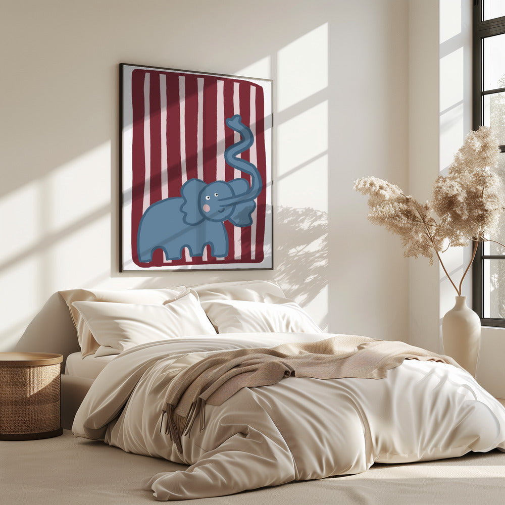 Nieuwsgierige blauwe olifant | Poster