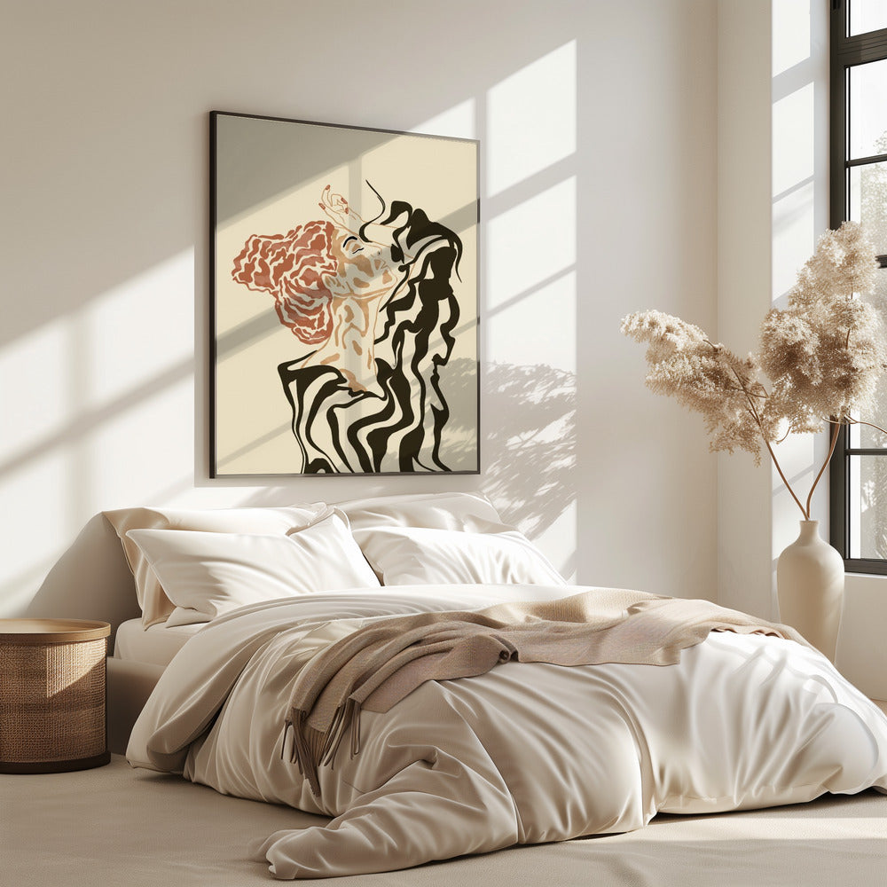Vrouw in een gestreepte blouse | Poster