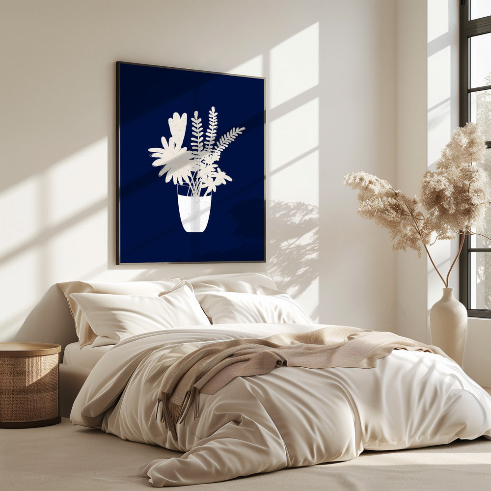 Sepia bloemensilhouet | Poster