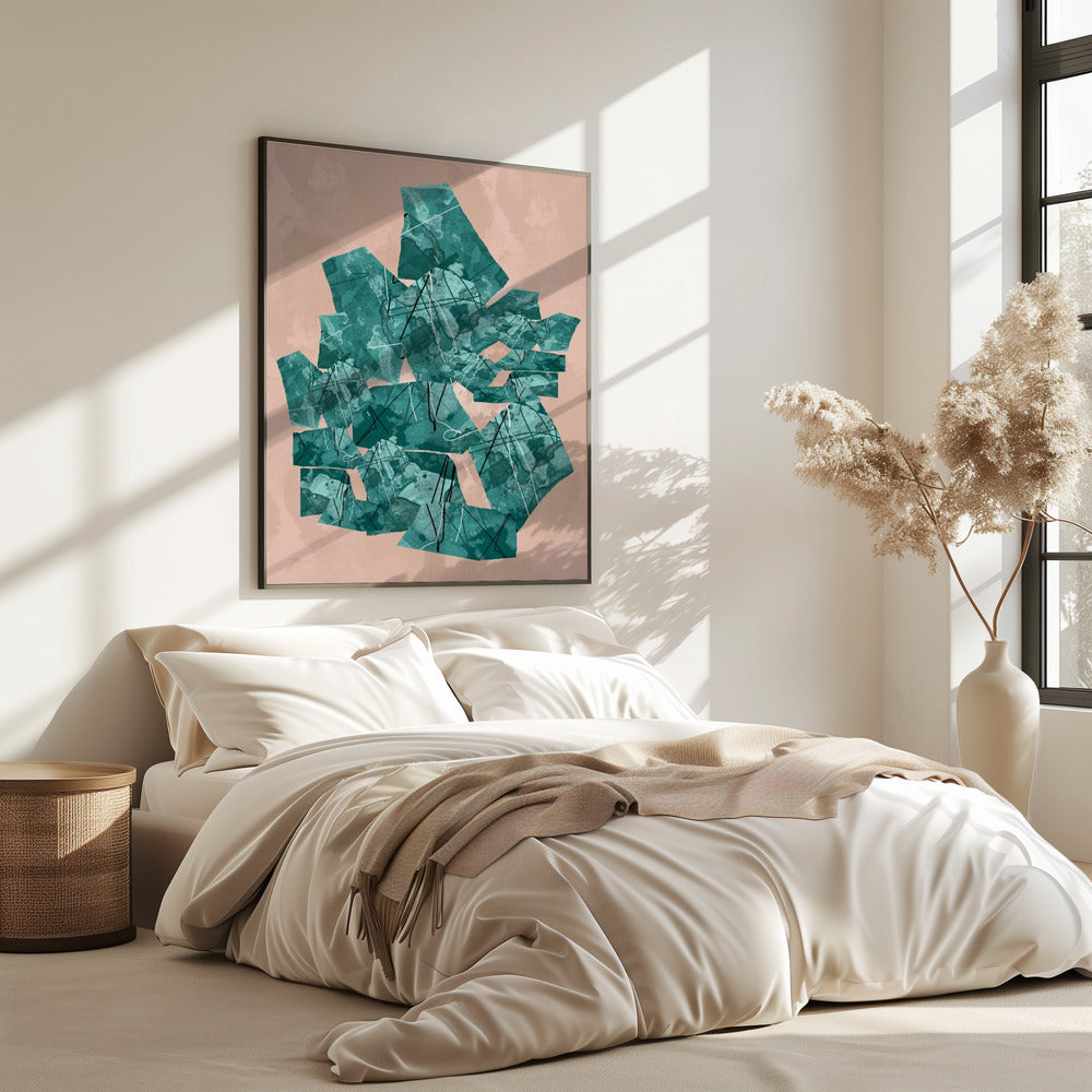 Groene geometrische vormen met textuurpatronen | Poster